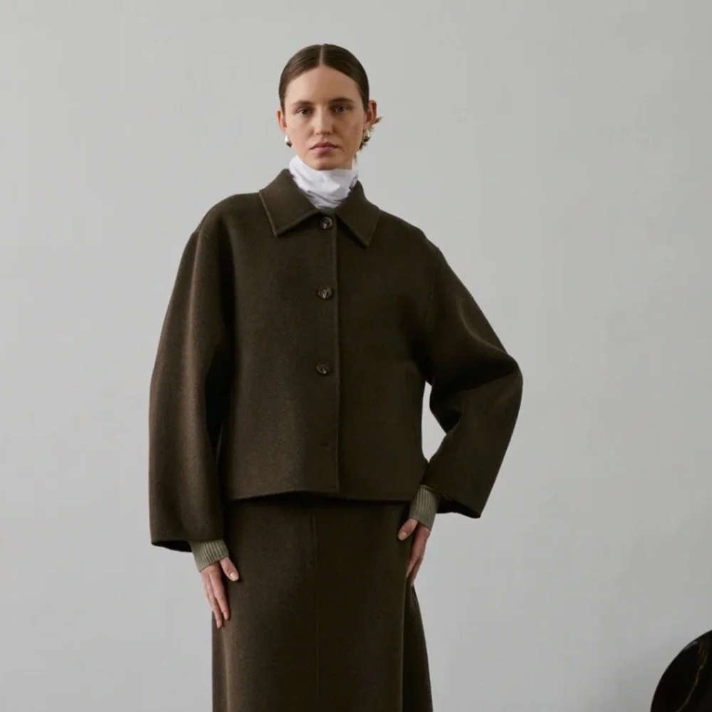 Soeur Dark Brown Women's Pea Coat - Picture 3 of 5